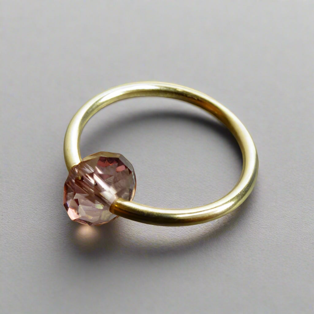 Captive Bead Ring made with LAVENDER Swarovski Crystal - 14 ga Hoop - 14k Gold (Y, W, or R), Sterling Silver, or Platinum