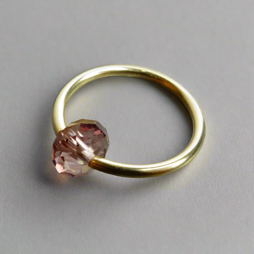 Captive Bead Ring made with LAVENDER Swarovski Crystal - 16 ga Hoop - 14k Gold (Y, W, or R), Sterling Silver, or Platinum
