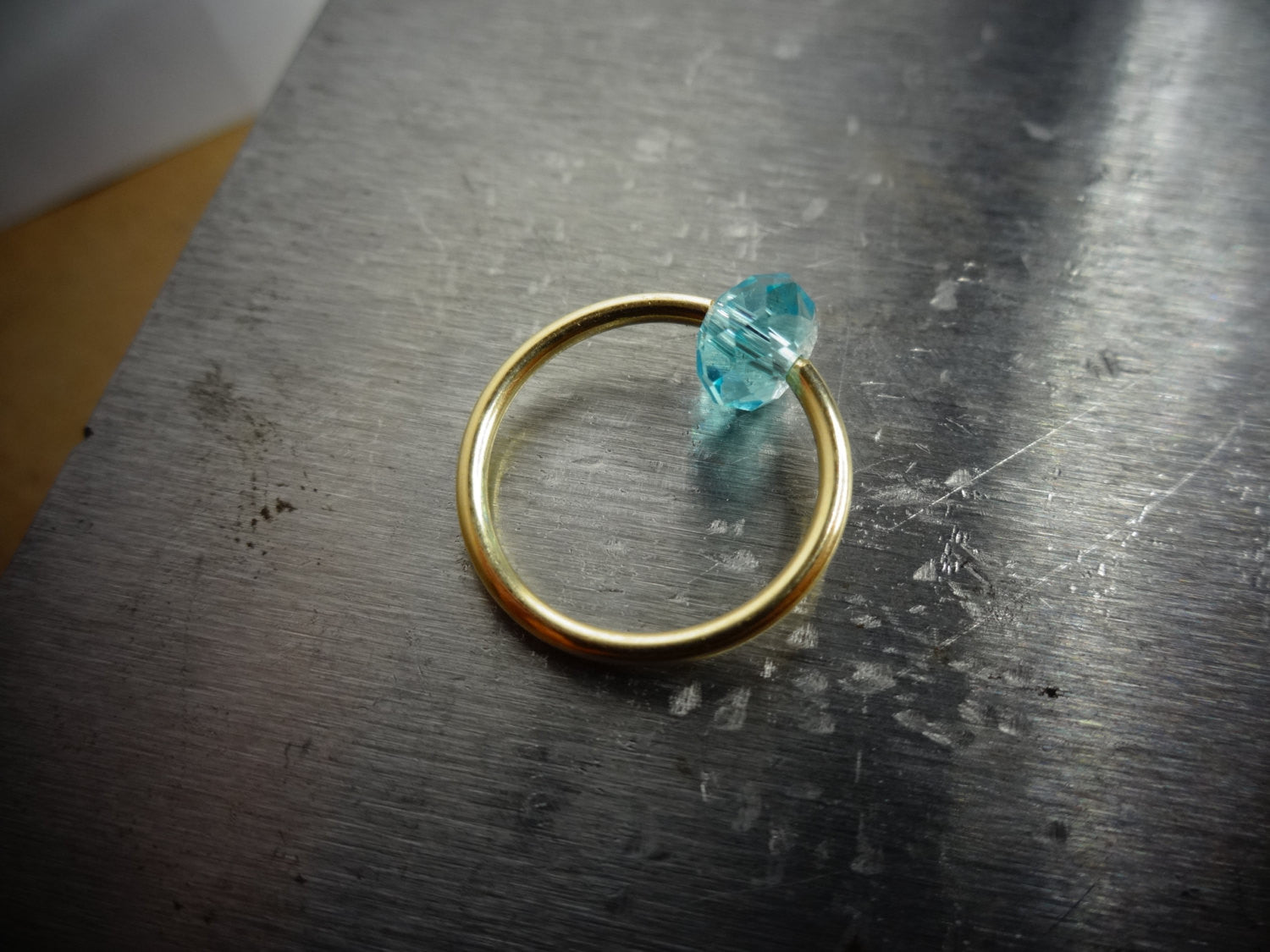 Captive Bead Ring made with BLUE TOPAZ Swarovski Crystal - 14 ga Hoop - 14k Gold (Y, W, or R), Sterling Silver, or Platinum