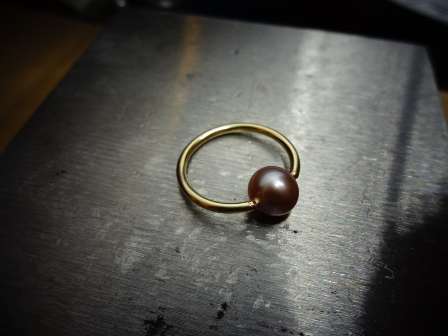 Lavender Pearl Captive Bead Ring 16 ga Hoop - 14k Gold (Y, W, or R), Sterling Silver, or Platinum