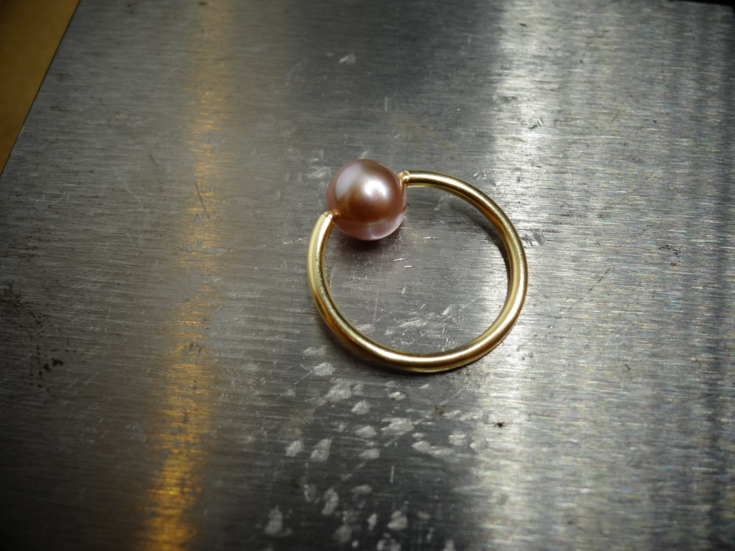 Lavender Pearl Captive Bead Ring 16 ga Hoop - 14k Gold (Y, W, or R), Sterling Silver, or Platinum