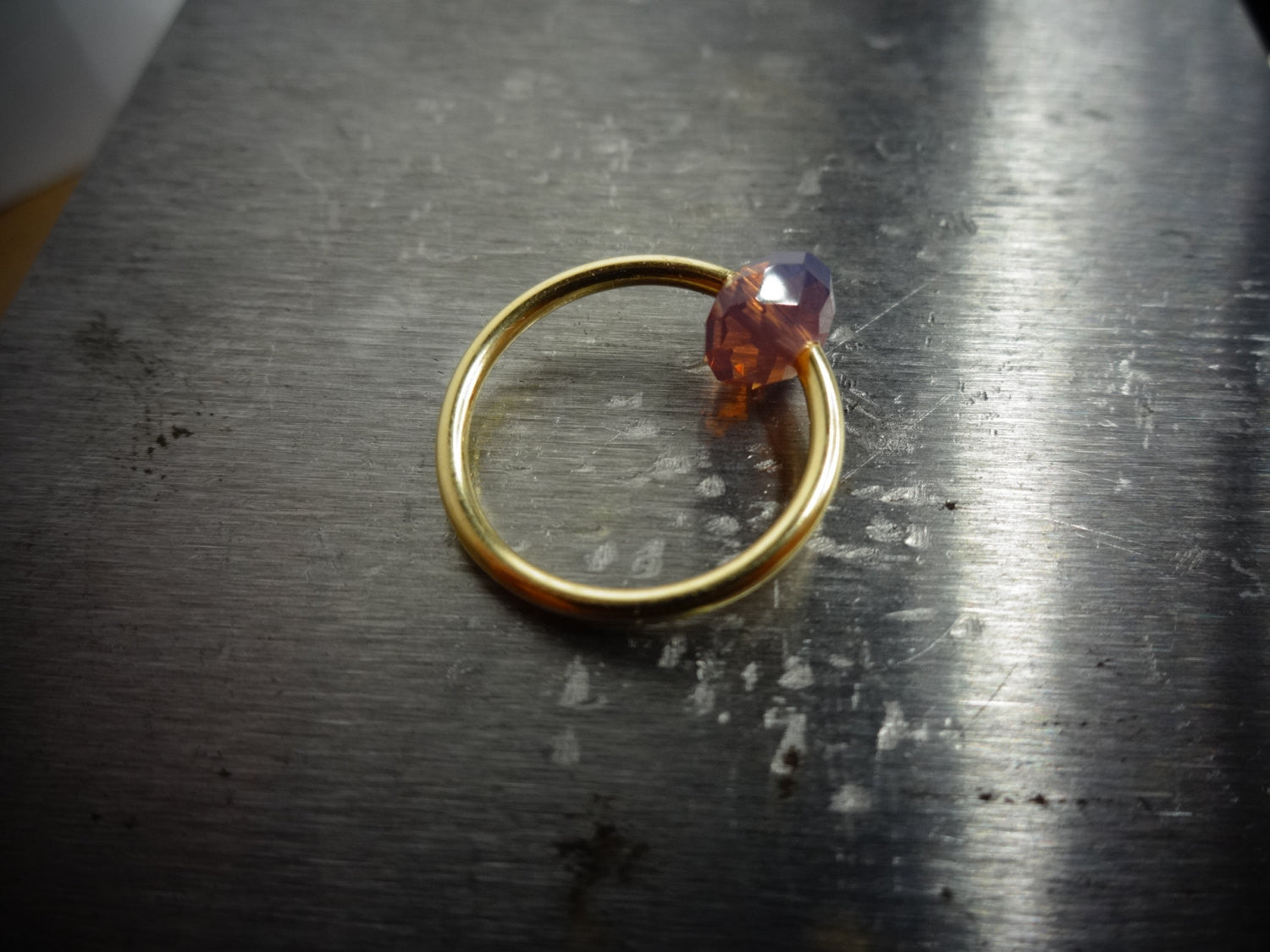 Captive Bead Ring w/ SMOKY LAVENDER Swarovski Crystal - 14 ga Hoop - 14k Gold (Y, W, or R), Sterling Silver, or Platinum