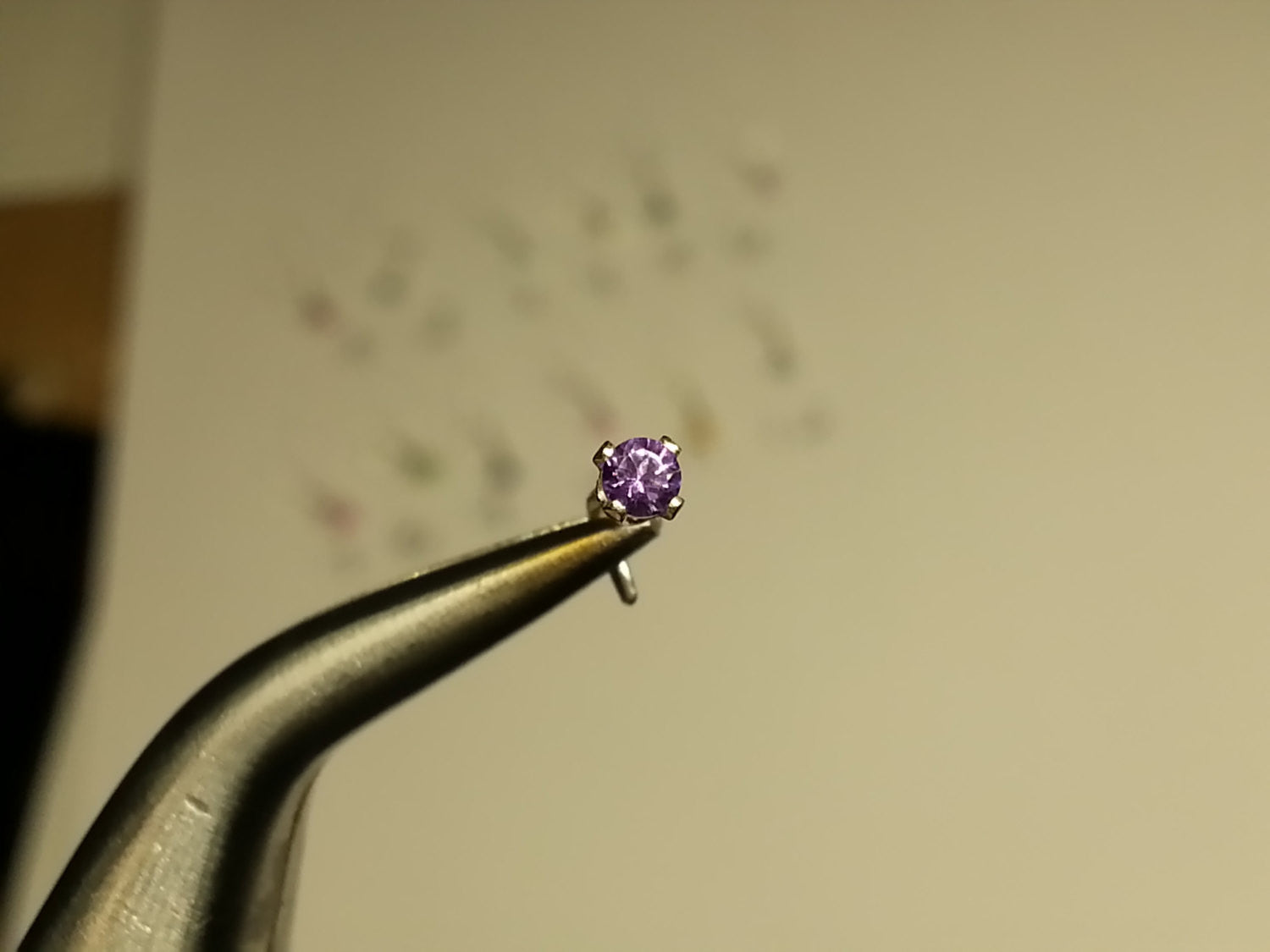 Nose Stud Post - Amethyst 2mm AAA-Grade (Best!) Genuine Natural Purple Amethyst Facetted Stone Sterling Silver, Helix, Tragus Cartilage Gold