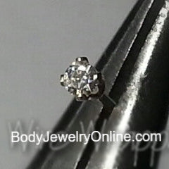 Nose Stud MOISSANITE Diamond 2mm -Post w/ 14k Solid Gold or Gold Filled, or Sterling Silver L-Post - Helix Tragus Lobe Lip Cartilage Sparkly