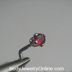 Nose Stud - Real GARNET 2mm AA-Grade Genuine Facetted Stone Sterling Silver, Solid Gold, Gold Fill, Helix, Tragus, Cartilage