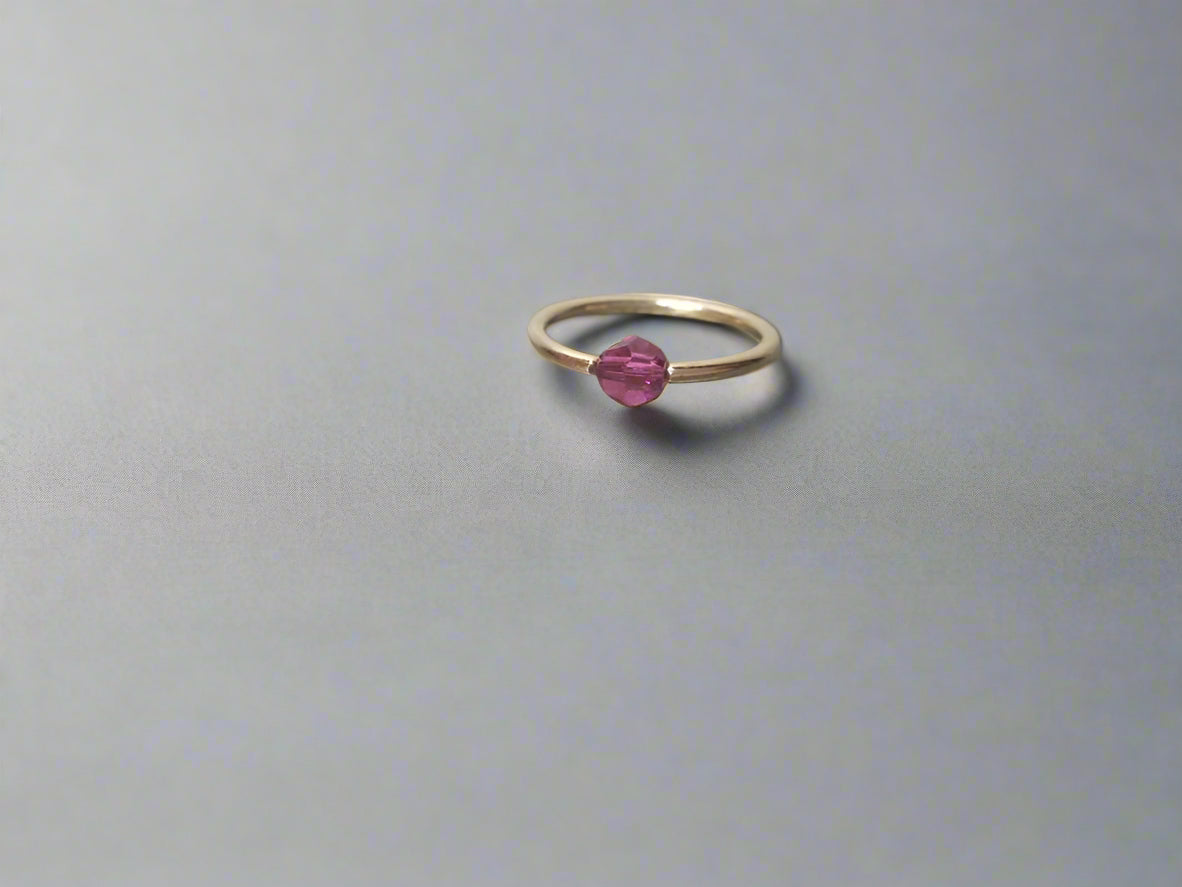 Captive Bead Ring made with 4mm Hot PURPLE AB Swarovski Crystal - 14 ga Hoop - 14k Gold (Y, W, or R), Sterling Silver, or Platinum