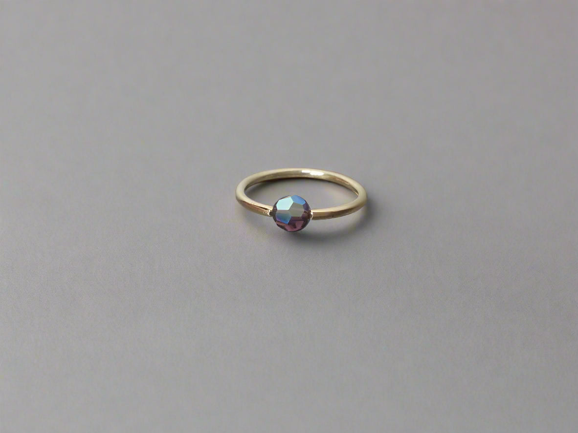 Captive Bead Ring w/ Swarovski Crystal 4mm IRIDESCENT Purple LAVENDER - 16 ga Hoop - 14k Gold (Y, W, or R), Sterling Silver, or Platinum