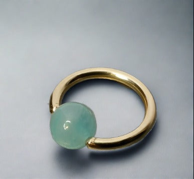 4mm Amazonite Captive Bead Ring - 14 ga Hoop - 14k Gold (Y, W, or R), Sterling Silver, or Platinum
