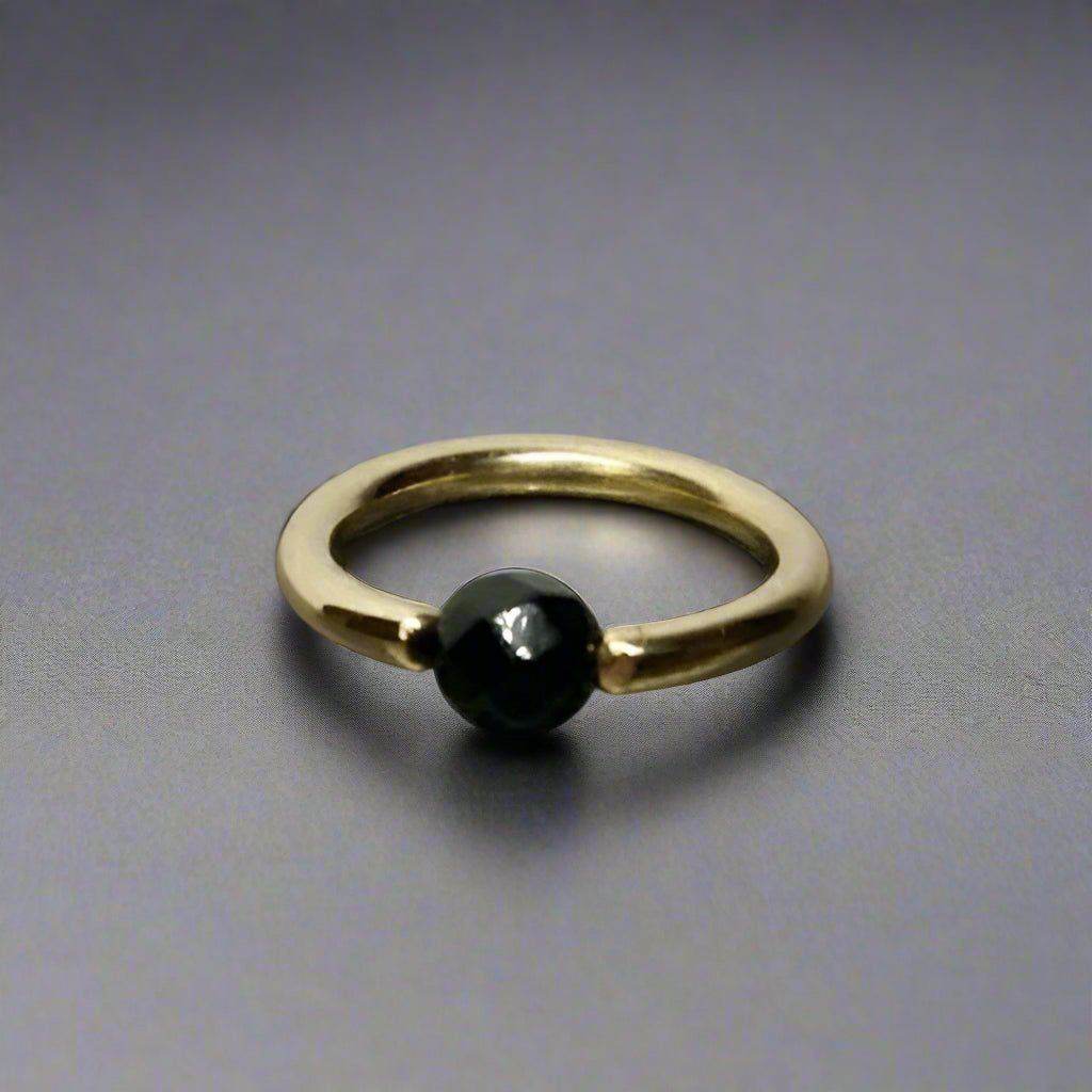 Onyx Faceted Captive Bead Ring - 14 ga Hoop - 14k Gold (Y, W, or R), Sterling Silver, or Platinum