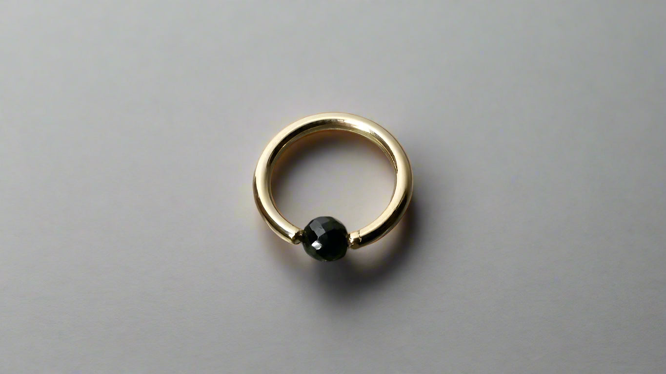 Spinel Faceted Captive Bead Ring - 14 ga Hoop - 14k Gold (Y, W, or R), Sterling Silver, or Platinum
