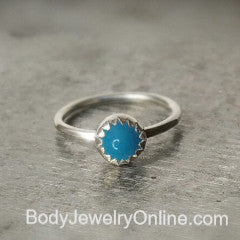 Sleeping Beauty Turquoise Hoop VARIETY 14k Yellow Gold or Sterling Silver. Tragus, Helix, Cartilage, Eyebrow, Navel, Body Jewelry