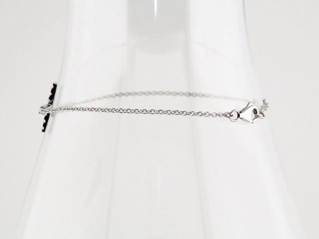 Cubic Zirconia Sideways Cross 8" Bracelet - Sterling Silver