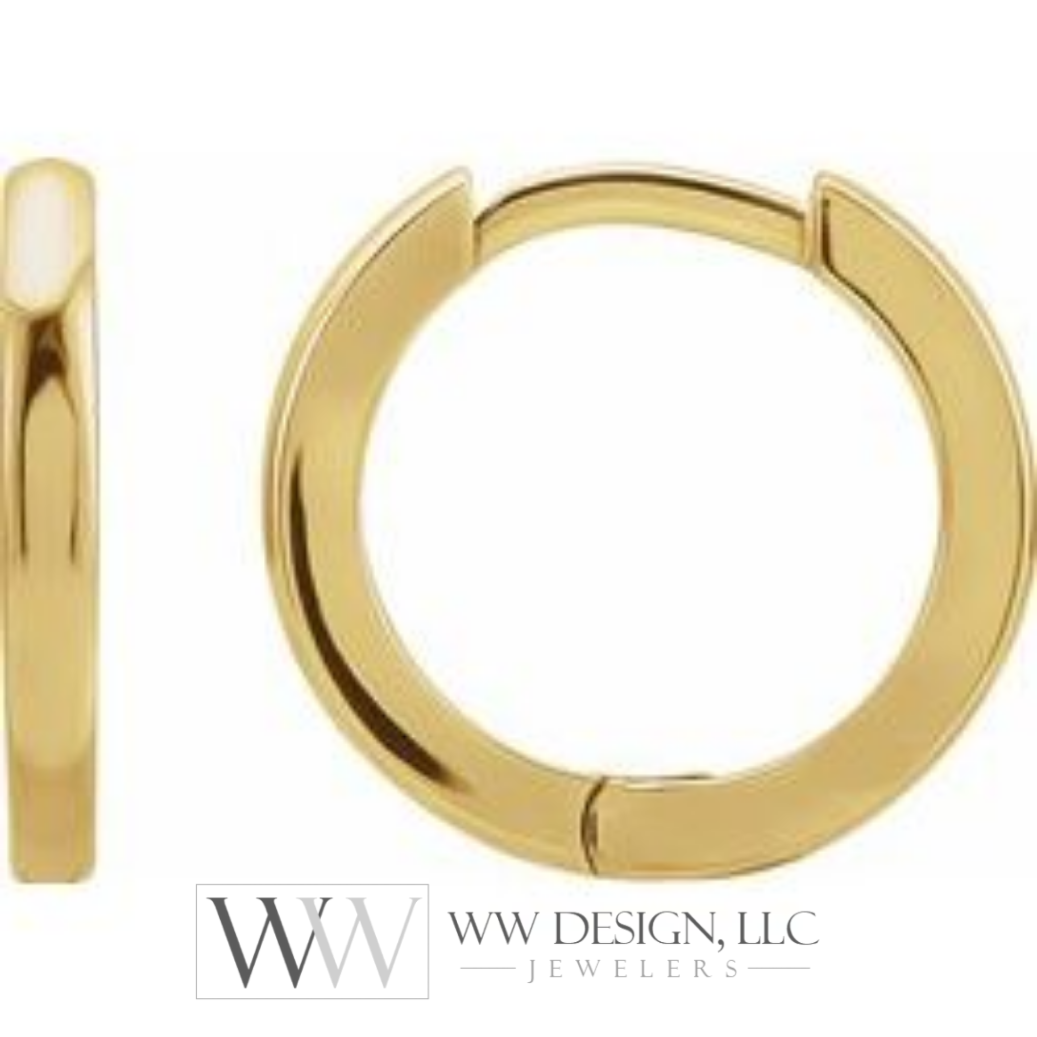 Hoop Huggie Sleeper Earrings 12.5mm - 14K Gold (Y, R OR W), Platinum, or Sterling Silver - wwdesignjewelers.com