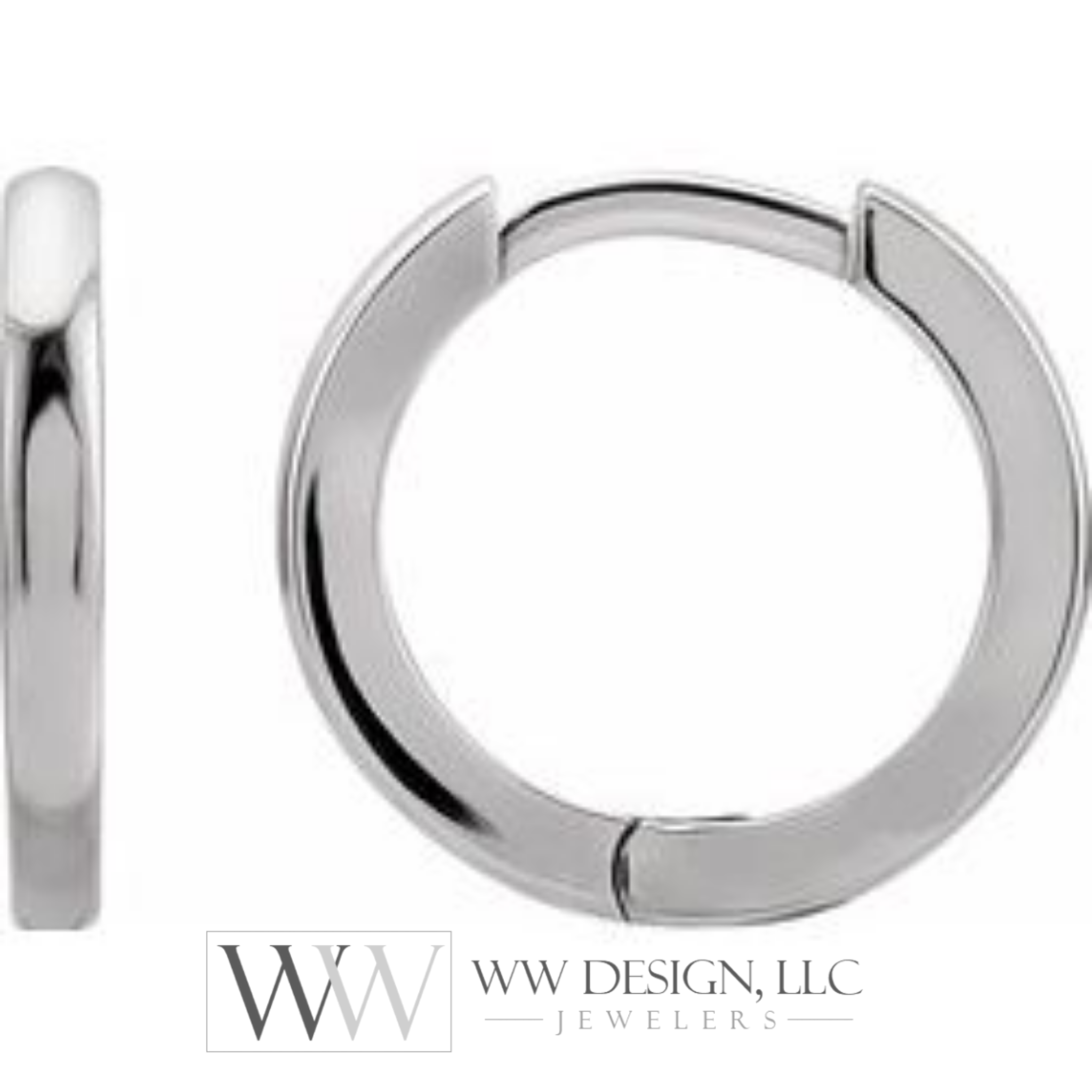 Hoop Huggie Sleeper Earrings 12.5mm - 14K Gold (Y, R OR W), Platinum, or Sterling Silver - wwdesignjewelers.com