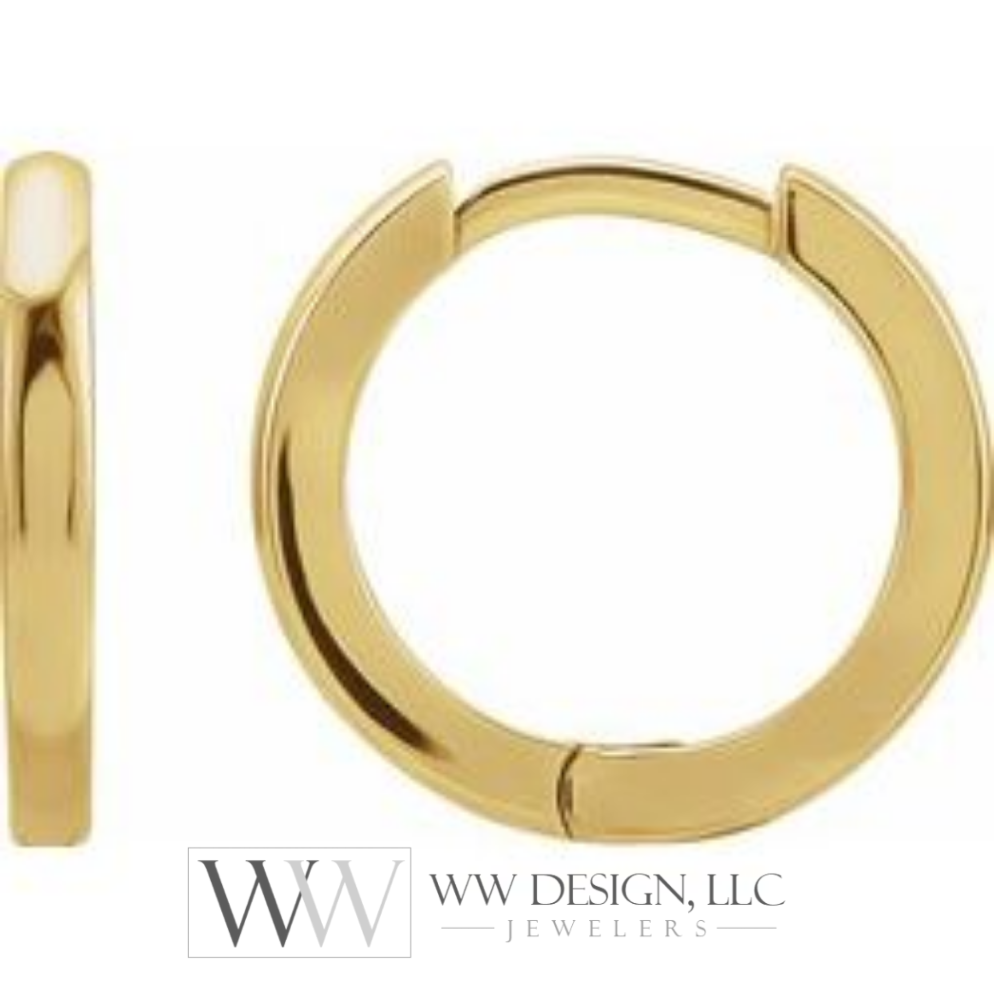 Hoop Huggie Sleeper Earrings 20mm - 14K Gold (Y, R OR W), Platinum, or Sterling Silver - wwdesignjewelry.com