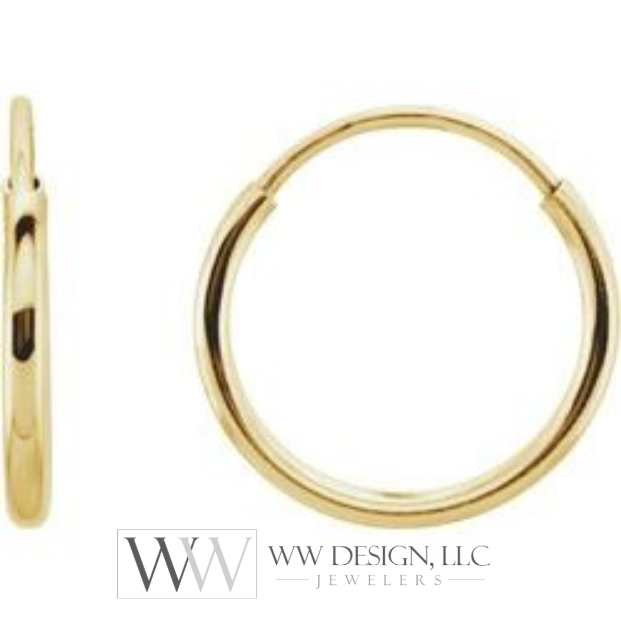 Hoop Endless Huggie Sleeper Earrings 10mm - 14K Gold (Y, R OR W) - wwdesignjewelers.com