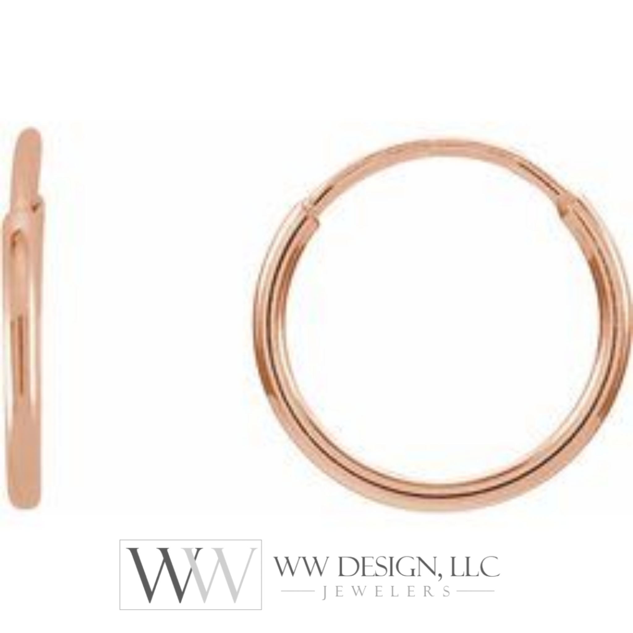 Hoop Endless Huggie Sleeper Earrings 10mm - 14K Gold (Y, R OR W) - wwdesignjewelers.com