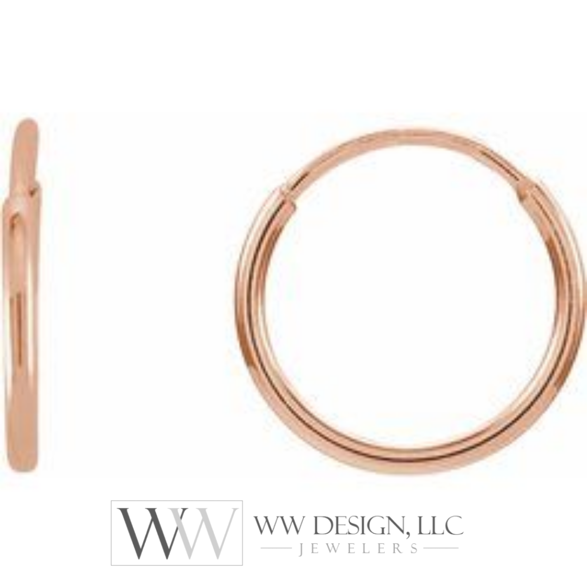 Hoop Endless Huggie Sleeper Earrings 10mm  - 14K Gold (Y, R OR W) - wwdesignjewelers.com