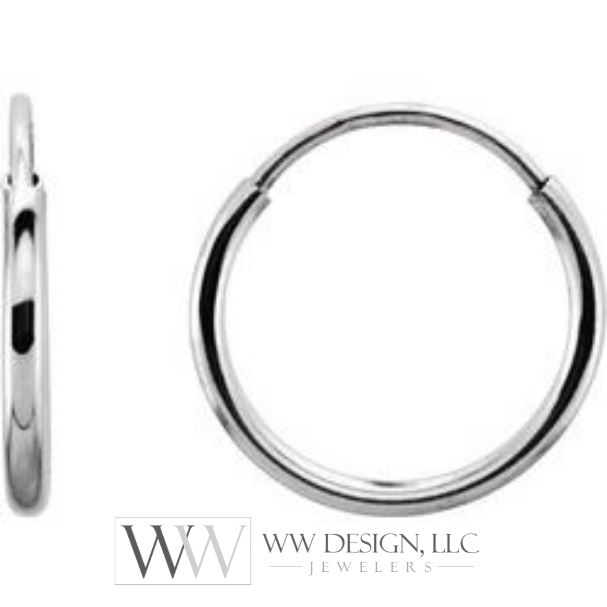 Hoop Endless Huggie Sleeper Earrings 10mm - 14K Gold (Y, R OR W) - wwdesignjewelers.com