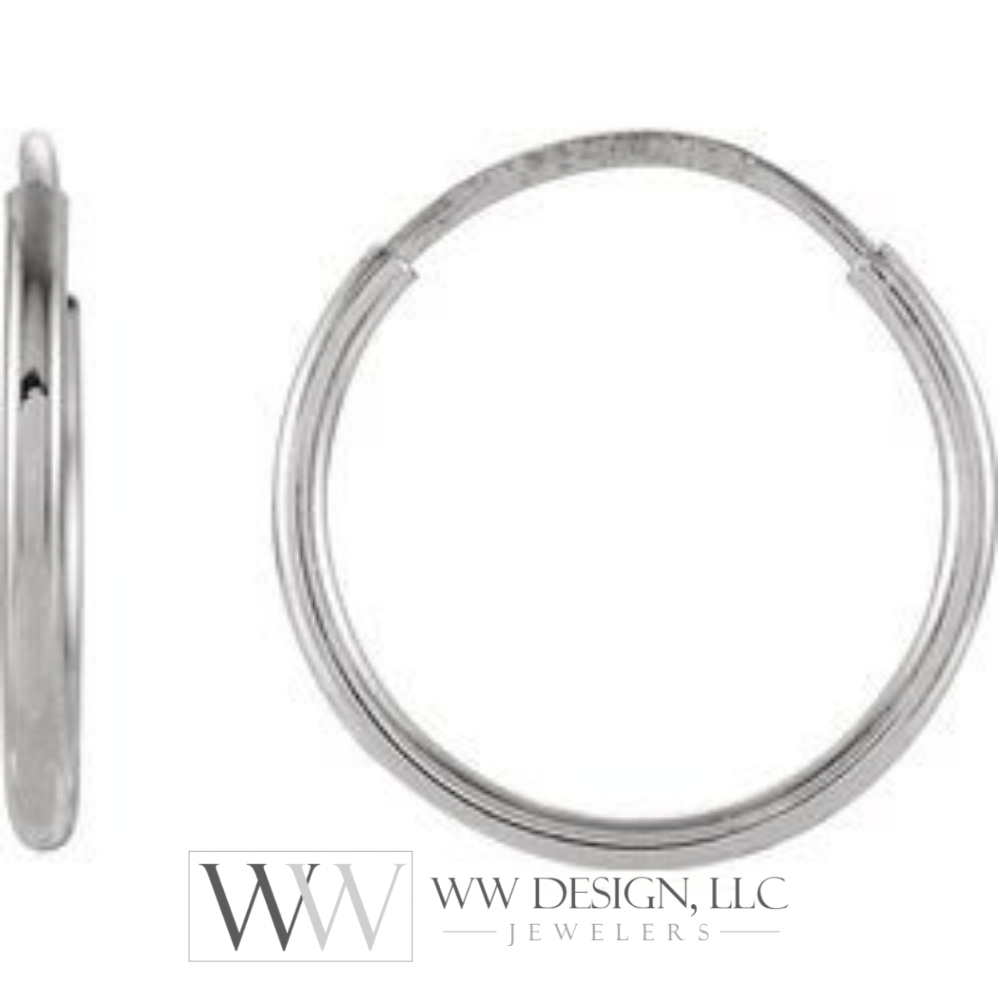 Hoop Endless Huggie Sleeper Earrings 12mm - 14K Gold (Y, R or W) - wwdesignjewelers.com