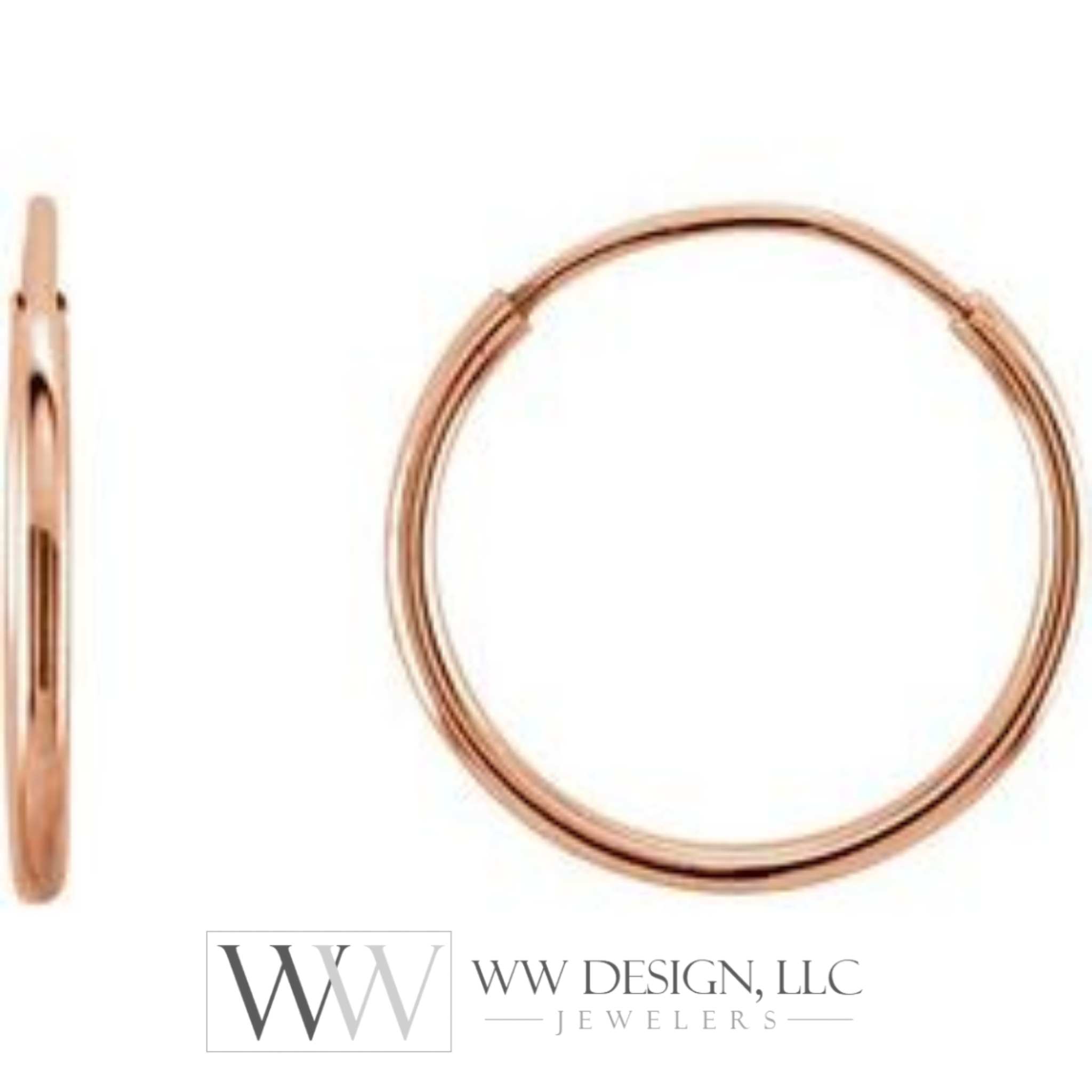 Hoop Endless Huggie Sleeper Earrings 12mm - 14K Gold (Y, R or W) - wwdesignjewelers.com