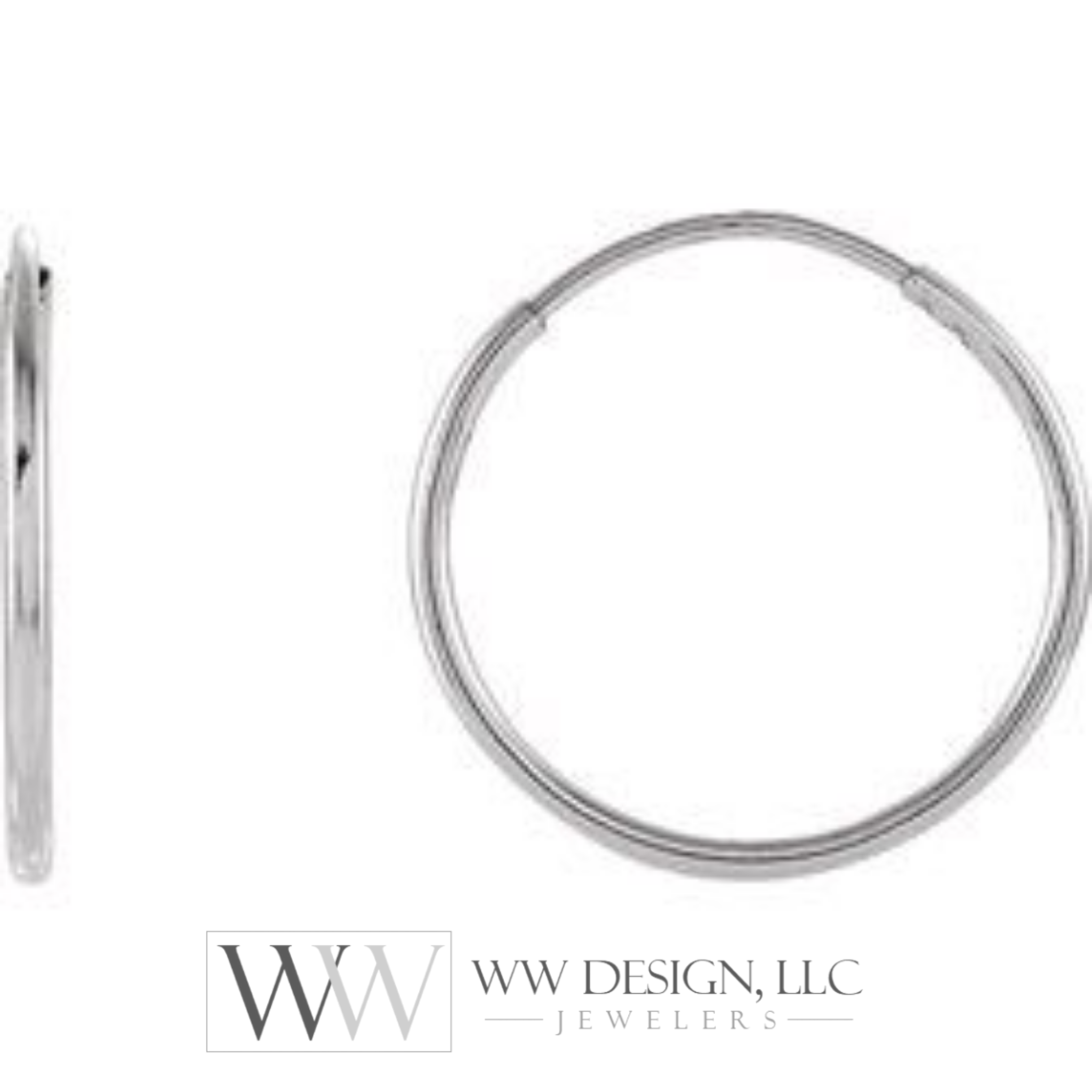 Hoop Endless Huggie Sleeper Earrings 15mm - 14K Gold (Y, R or W) - wwdesignjewelers.com