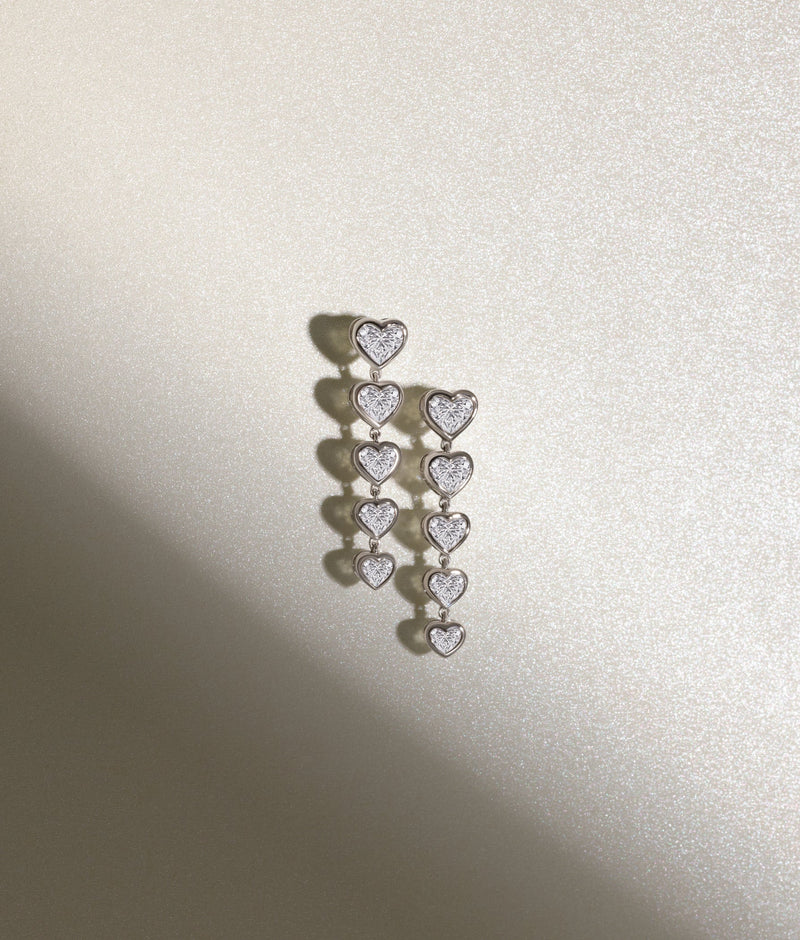 diamond heart dangle earrings