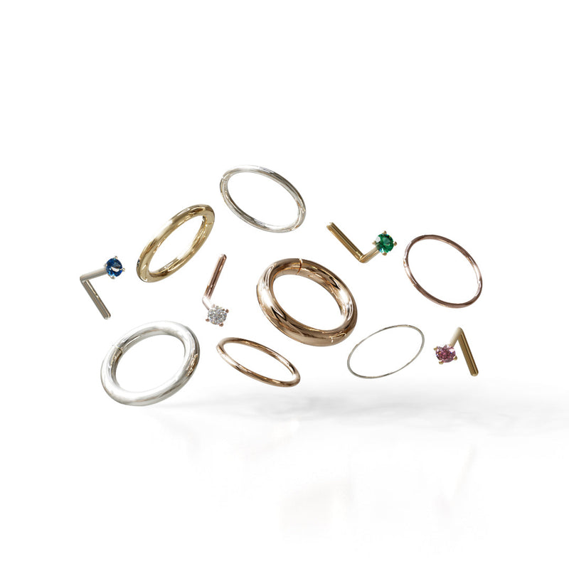 sterling silver and gold nose rings