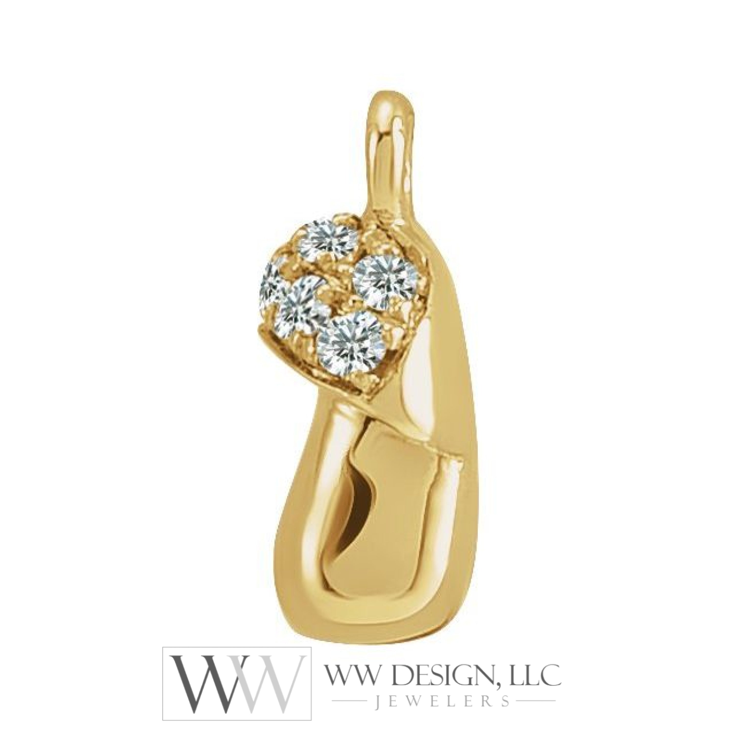 0.06 Ctw Natural Diamond Or Peridot Mushroom Dangle Charm - 14K Gold (Y W R) /