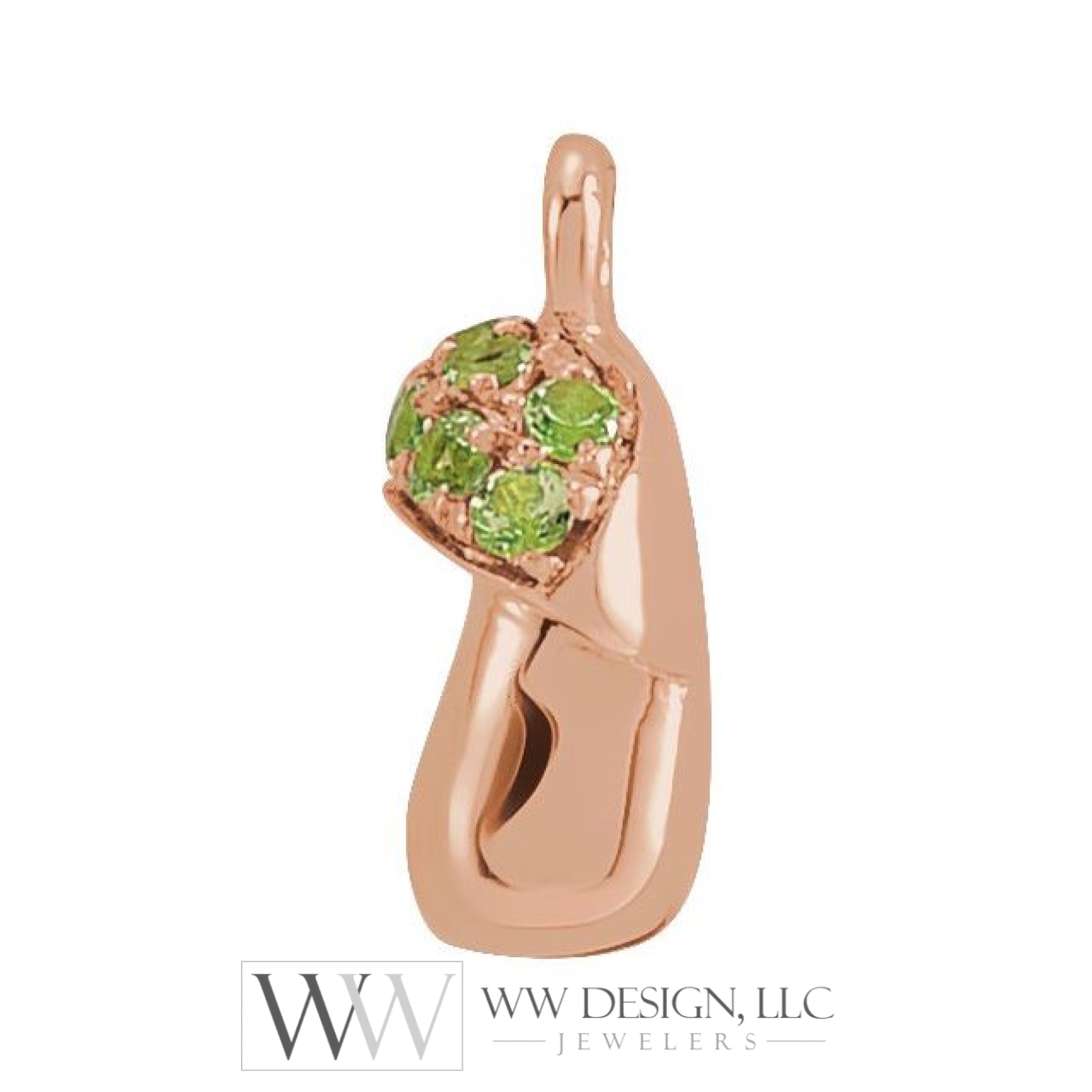 0.06 Ctw Natural Diamond Or Peridot Mushroom Dangle Charm - 14K Gold (Y W R) /