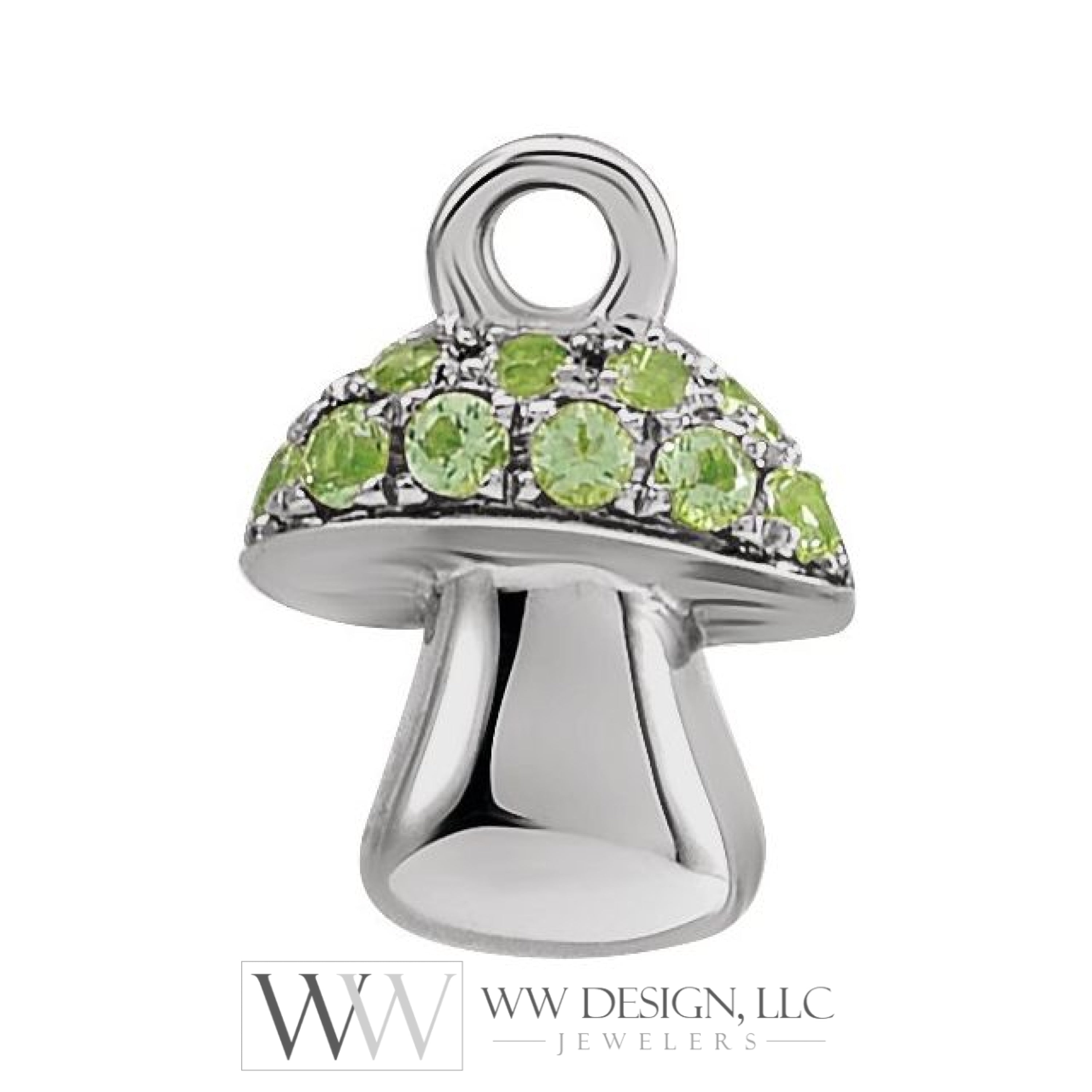 0.06 Ctw Natural Diamond Or Peridot Mushroom Dangle Charm - 14K Gold (Y W R) White /