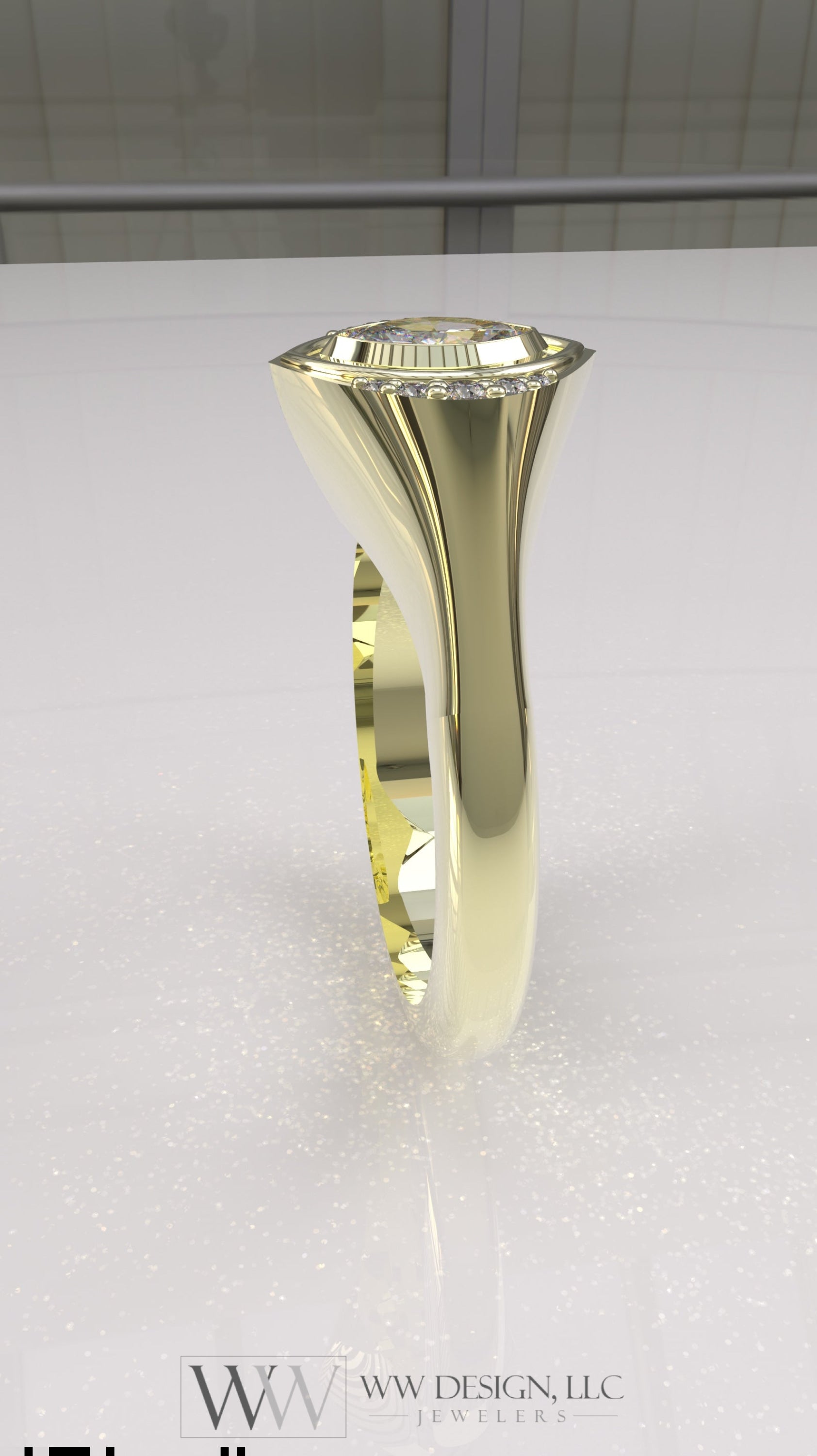 0.29 ctw Exotic Unique Marquise Diamond Signet Ring - 14k, 18k (Yellow, White, Rose), Platinum
