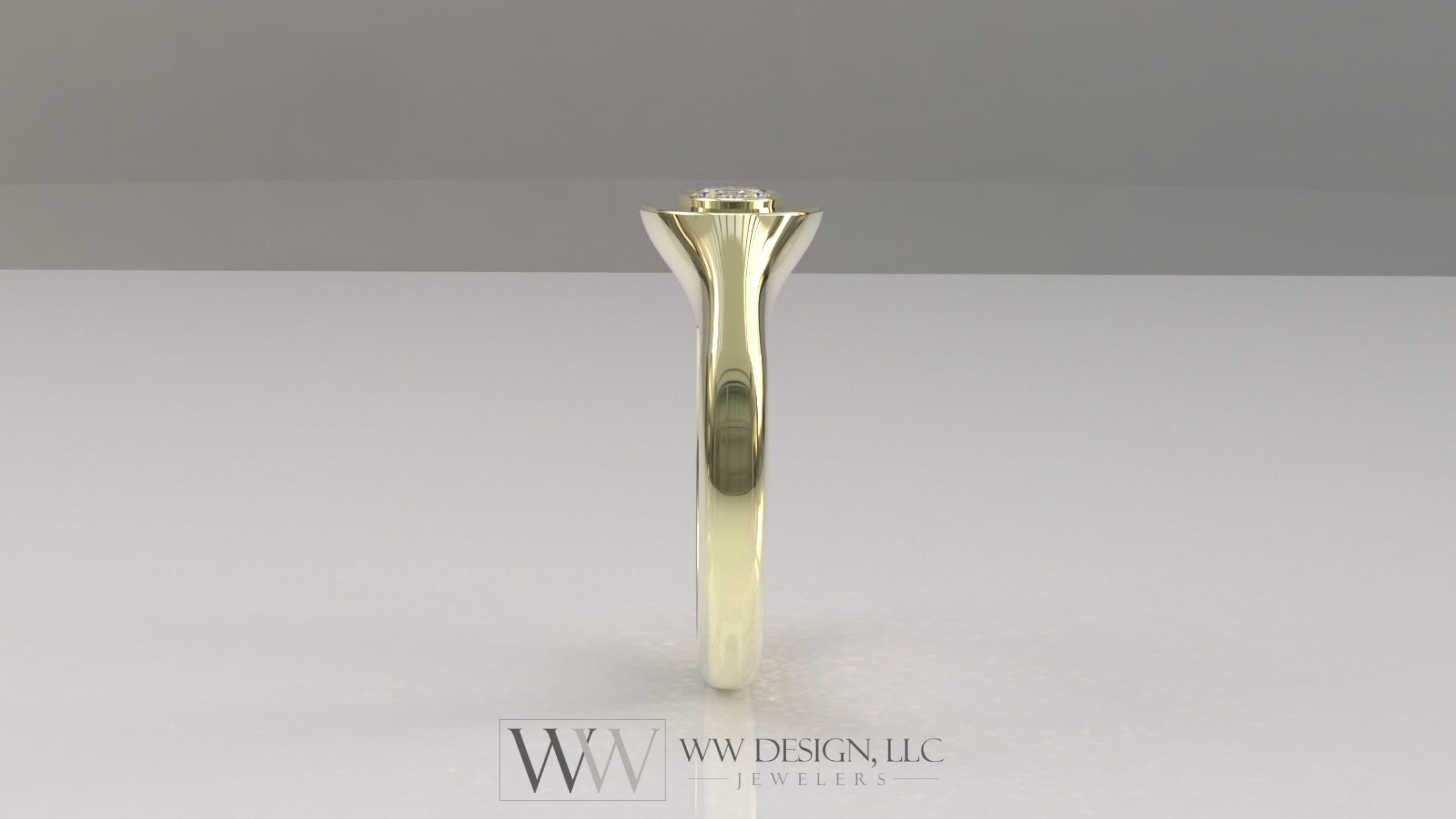 0.33 Ctw East-West Sideways Oval Signet Diamond Ring - 14K 18K (Yellow White Rose) Platinum Rings