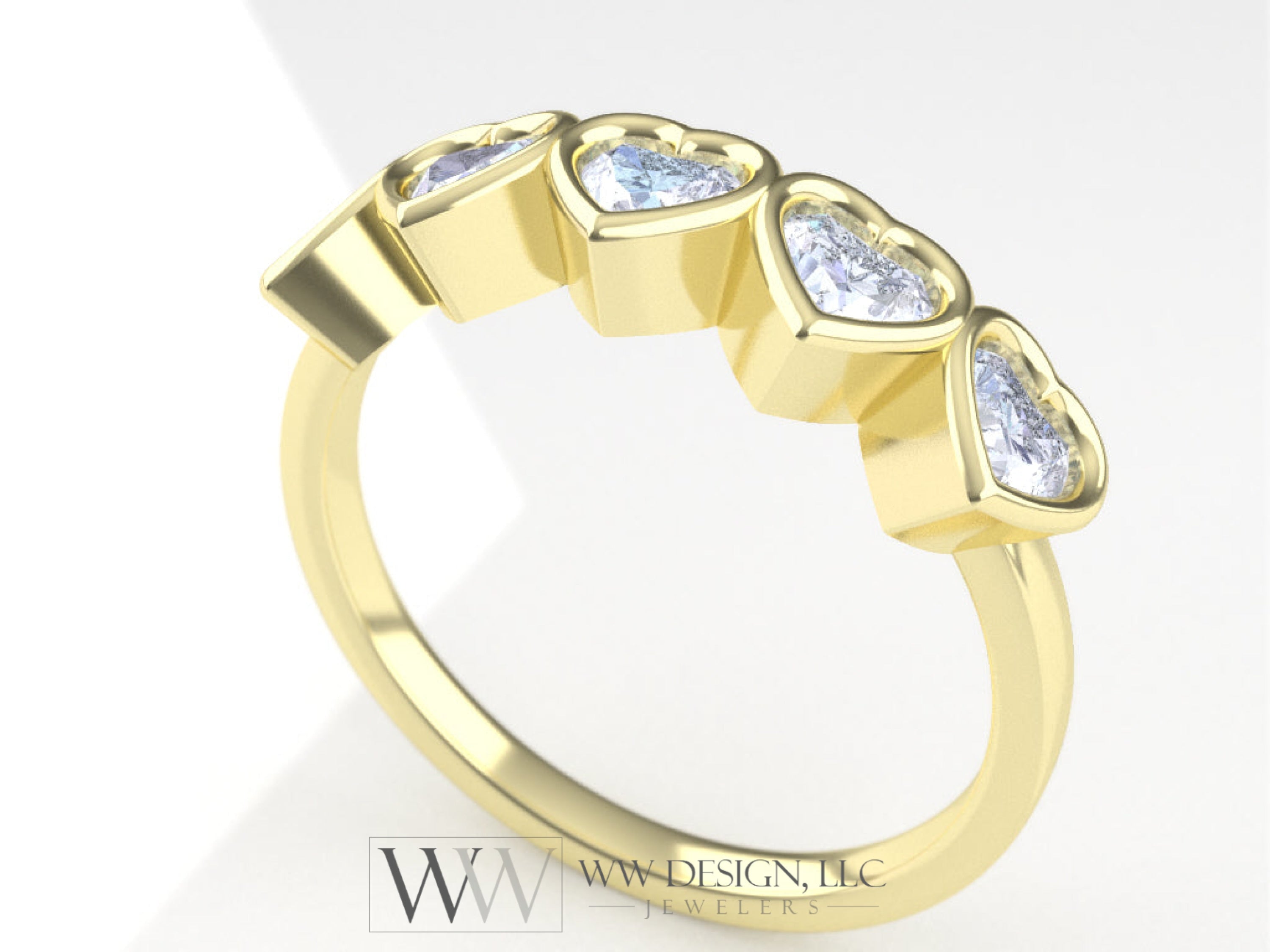0.75ctw Diamond 5 Heart Ring - 14k, 18k (Y, W, or R), Platinum, Palladium
