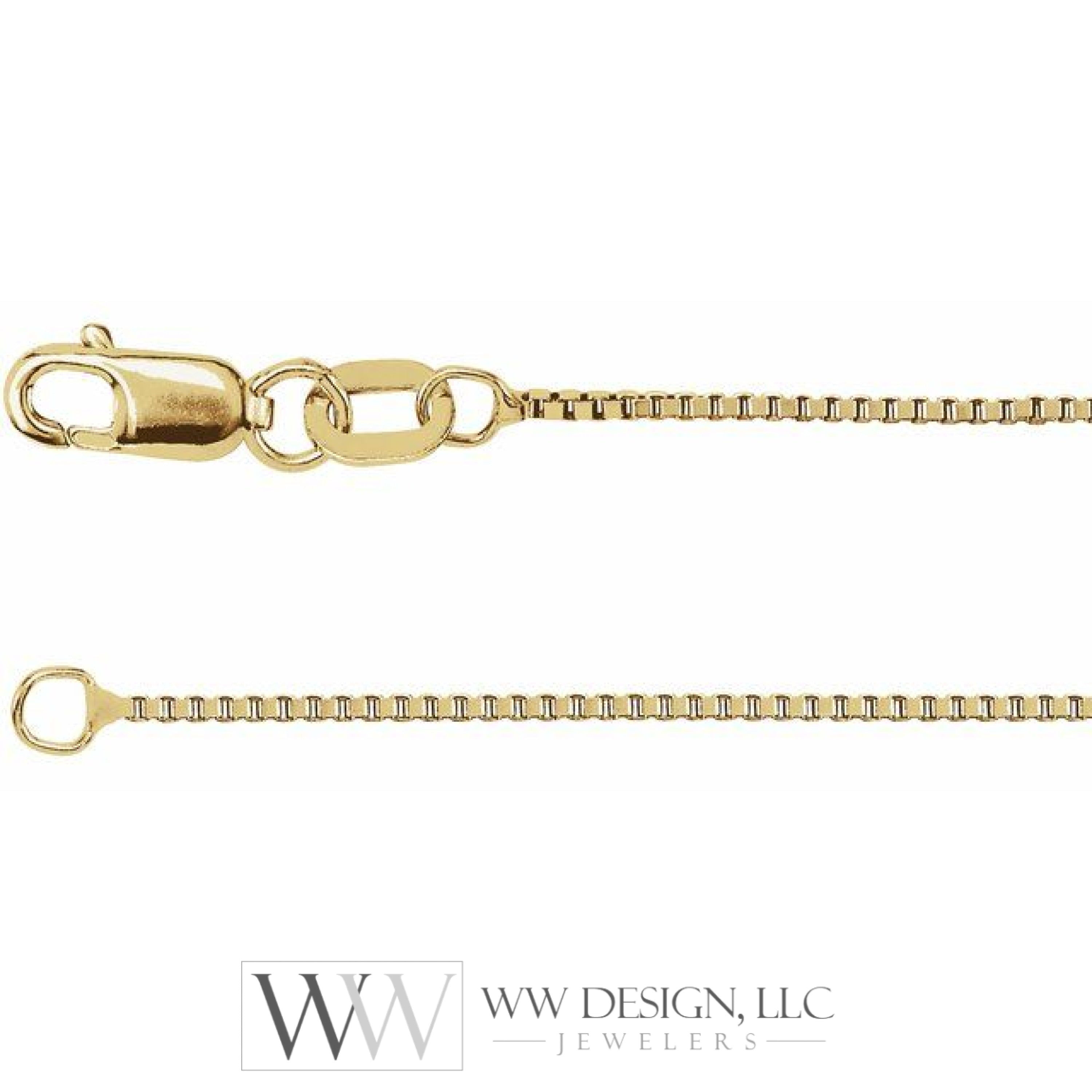 0.75mm Box Chain Bracelet or Necklace - 14k Gold (Y, W), or Sterling Silver