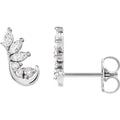 1/4 CTW Natural Diamond Earring Dewdrop Floral Leaf Arc Ear Climbers - 14k Gold (Y, W or R), Sterling Silver or Platinum