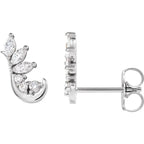 1/4 CTW Natural Diamond Earring Dewdrop Floral Leaf Arc Ear Climbers - 14k Gold (Y, W or R), Sterling Silver or Platinum