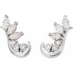 1/4 CTW Natural Diamond Earring Dewdrop Floral Leaf Arc Ear Climbers - 14k Gold (Y, W or R), Sterling Silver or Platinum