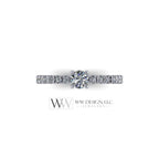 DIAMOND Engagement Ring Genuine F+ VS 0.25 ct (0.61 ctw) 4.1mm 14k Gold (Y, W, R) 18k Gold, Platinum Round w Pave Diamond Band Promise Ring