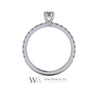 DIAMOND Engagement Ring Genuine F+ VS 0.25 ct (0.61 ctw) 4.1mm 14k Gold (Y, W, R) 18k Gold, Platinum Round w Pave Diamond Band Promise Ring
