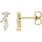 1/3 CTW Triple Cascading Natural Diamond Ear Crawler Earrings - 14k Gold (Y, W or R), Sterling Silver or Platinum