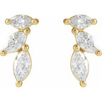 1/3 CTW Triple Cascading Natural Diamond Ear Crawler Earrings - 14k Gold (Y, W or R), Sterling Silver or Platinum
