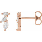 1/3 CTW Triple Cascading Natural Diamond Ear Crawler Earrings - 14k Gold (Y, W or R), Sterling Silver or Platinum