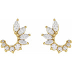 1/2 CTW Natural Diamond Celebration Front-Back Earrings - 14k Gold (Y, W or R), Sterling Silver or Platinum