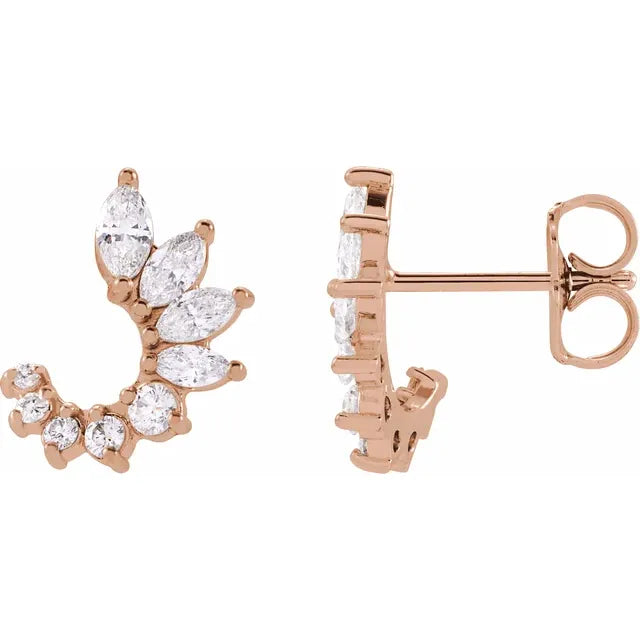 1/2 CTW Natural Diamond Celebration Front-Back Earrings - 14k Gold (Y, W or R), Sterling Silver or Platinum
