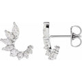 1/2 CTW Natural Diamond Celebration Front-Back Earrings - 14k Gold (Y, W or R), Sterling Silver or Platinum