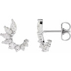 1/2 CTW Natural Diamond Celebration Front-Back Earrings - 14k Gold (Y, W or R), Sterling Silver or Platinum