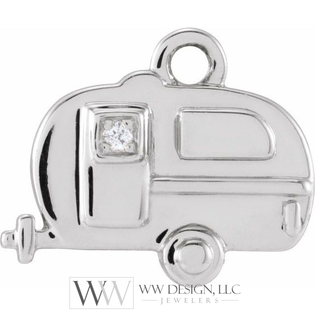 .005 CT Natural Diamond Camper Dangle Charm - 14k Gold (Y, W, R)