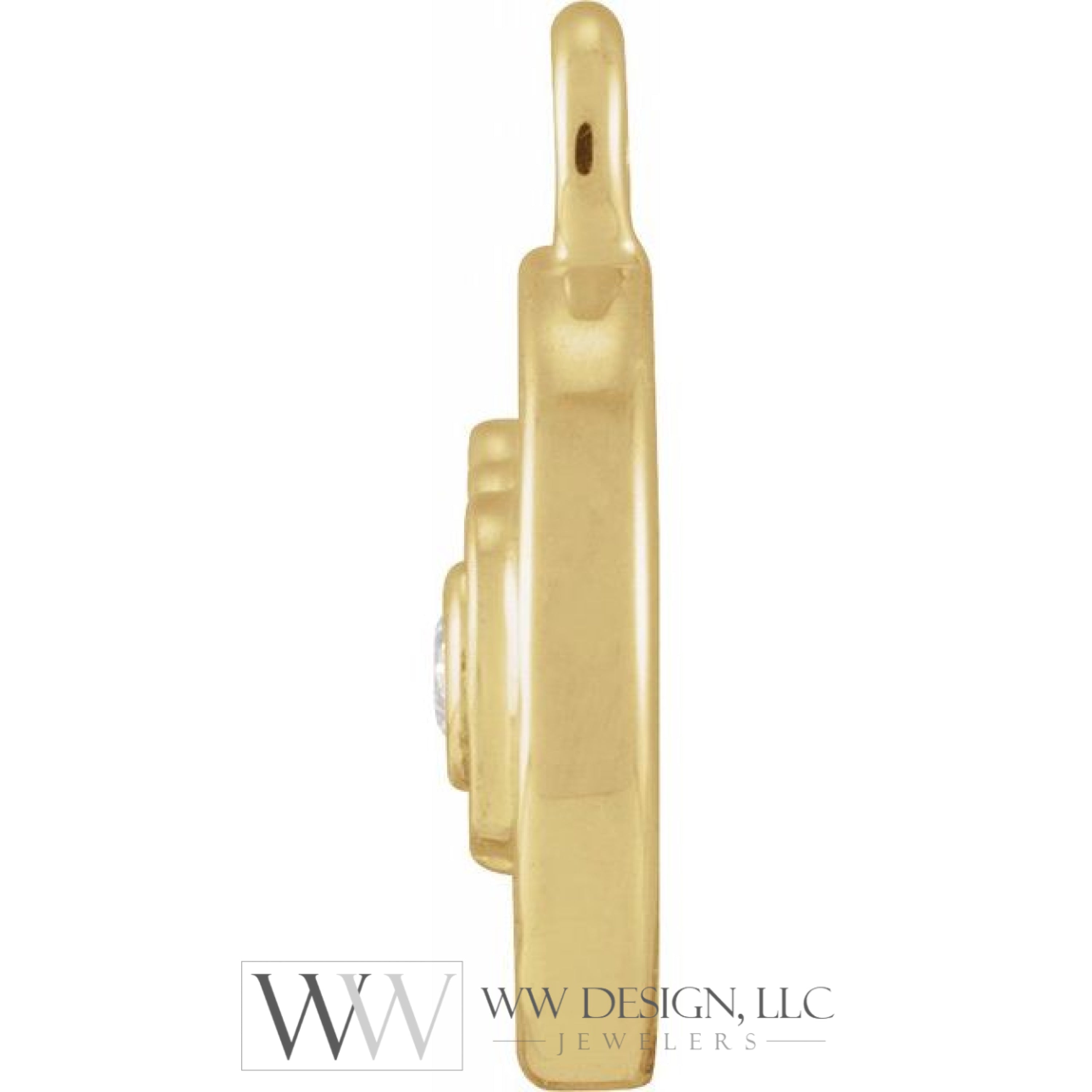 .01 CT Natural Diamond Par Avion Stamp Dangle Charm - 14k Gold (Y, W, R)