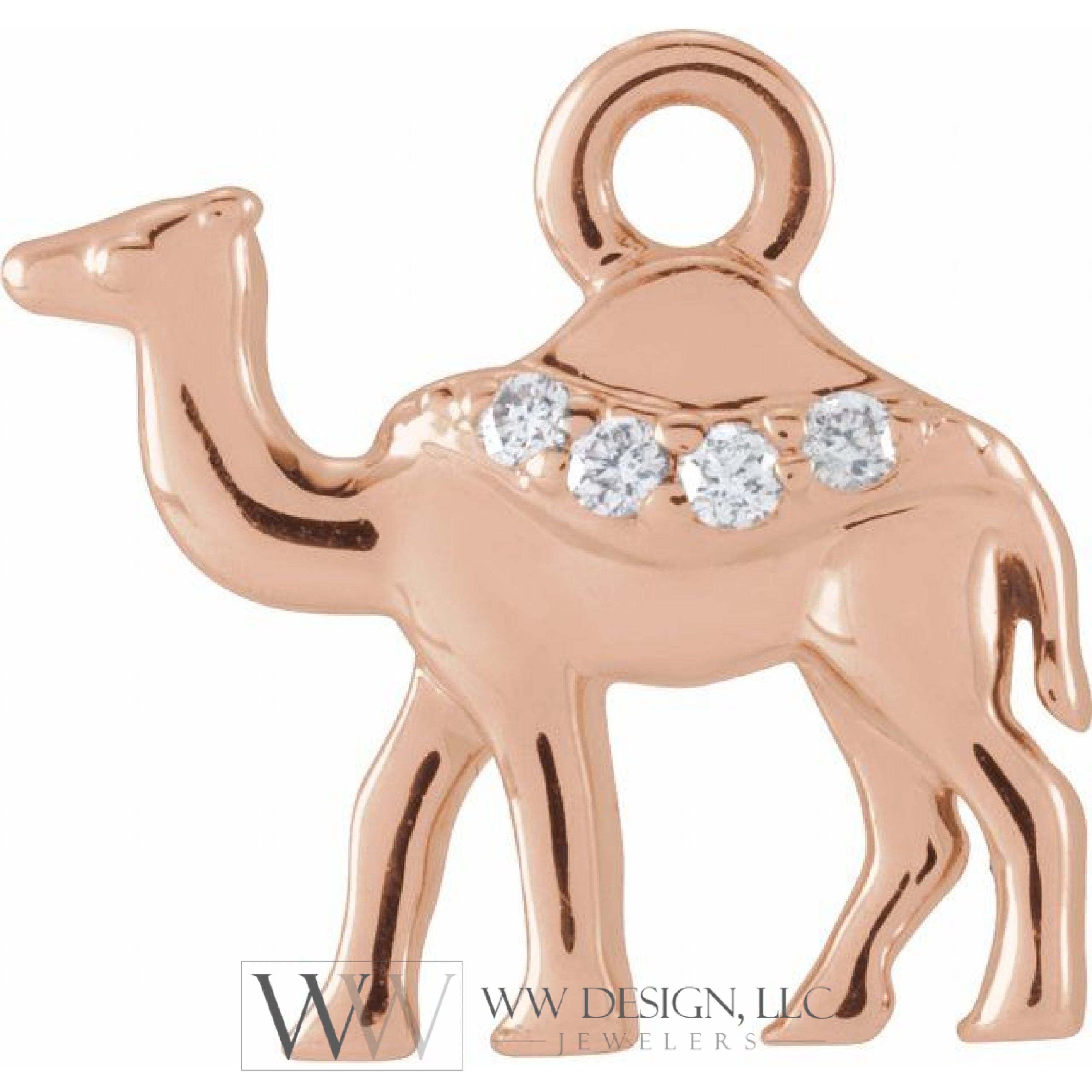 .015 CTW Natural Diamond Camel Dangle Charm - 14k Gold (Y, W, R)